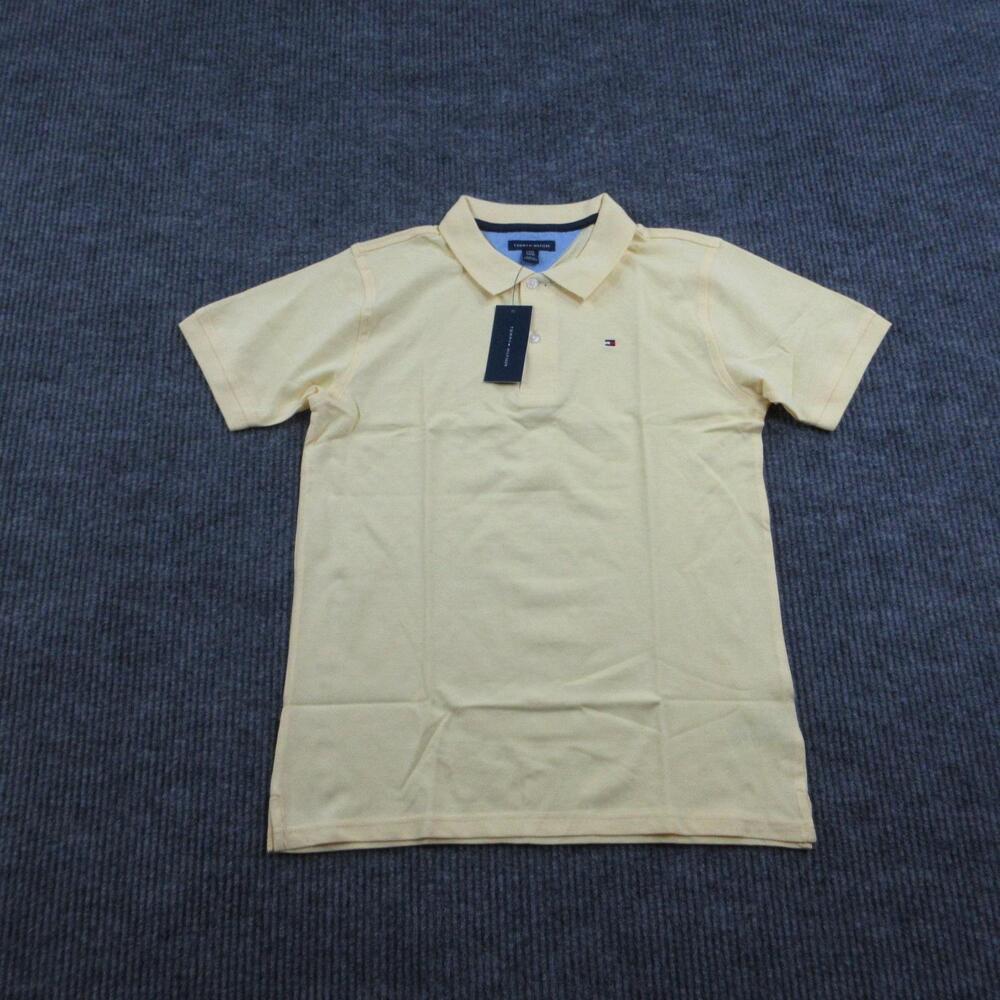Tommy Hilfiger Polo Shirt Boys L/G (14/16) Yellow Short Sleeve Collared Logo NWT